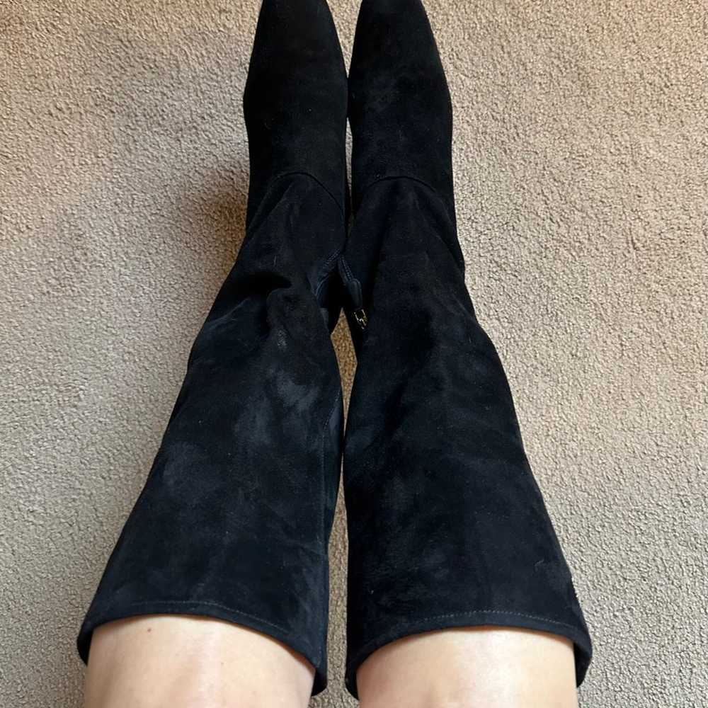 Prada black suede square toe knee high boots - image 7