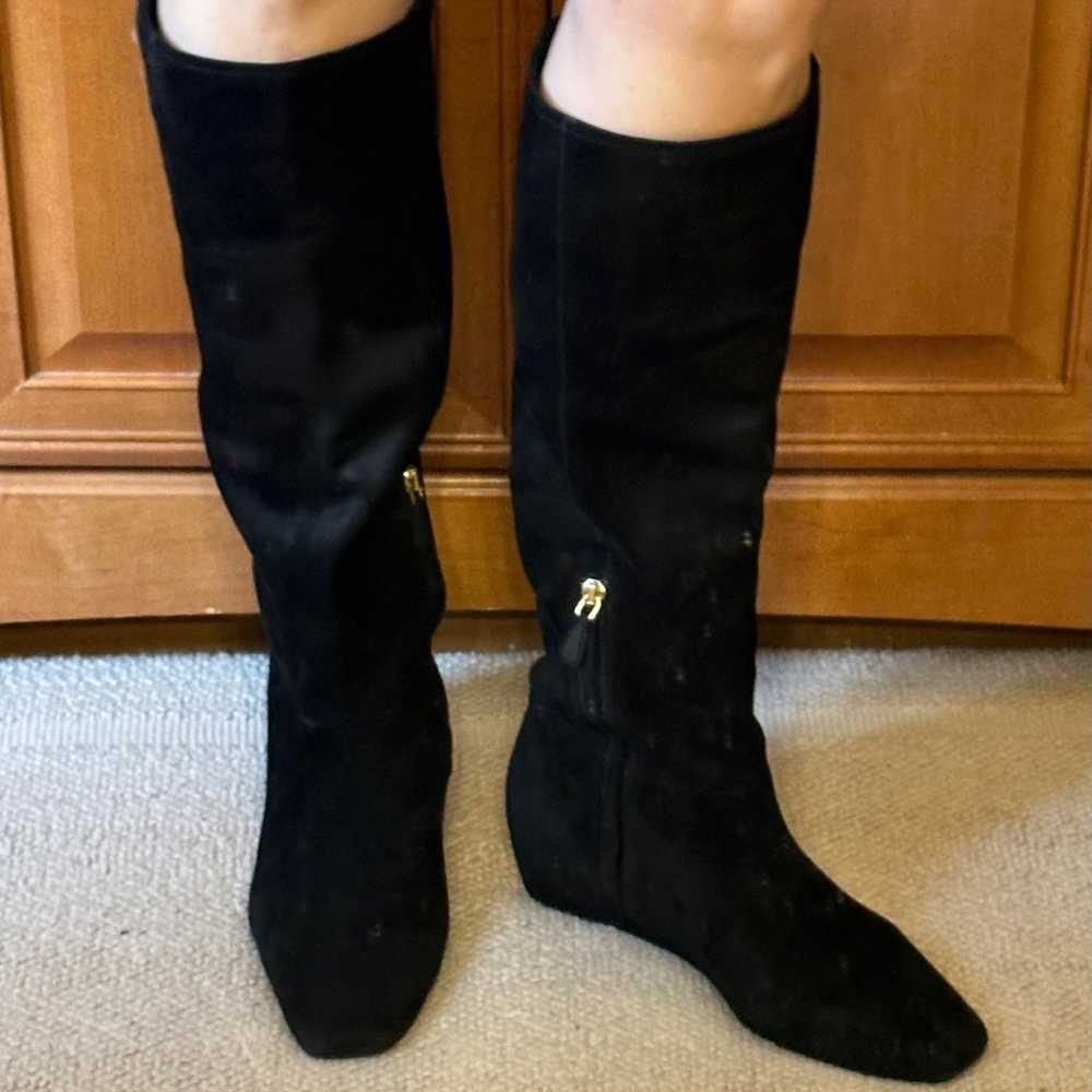 Prada black suede square toe knee high boots - image 8