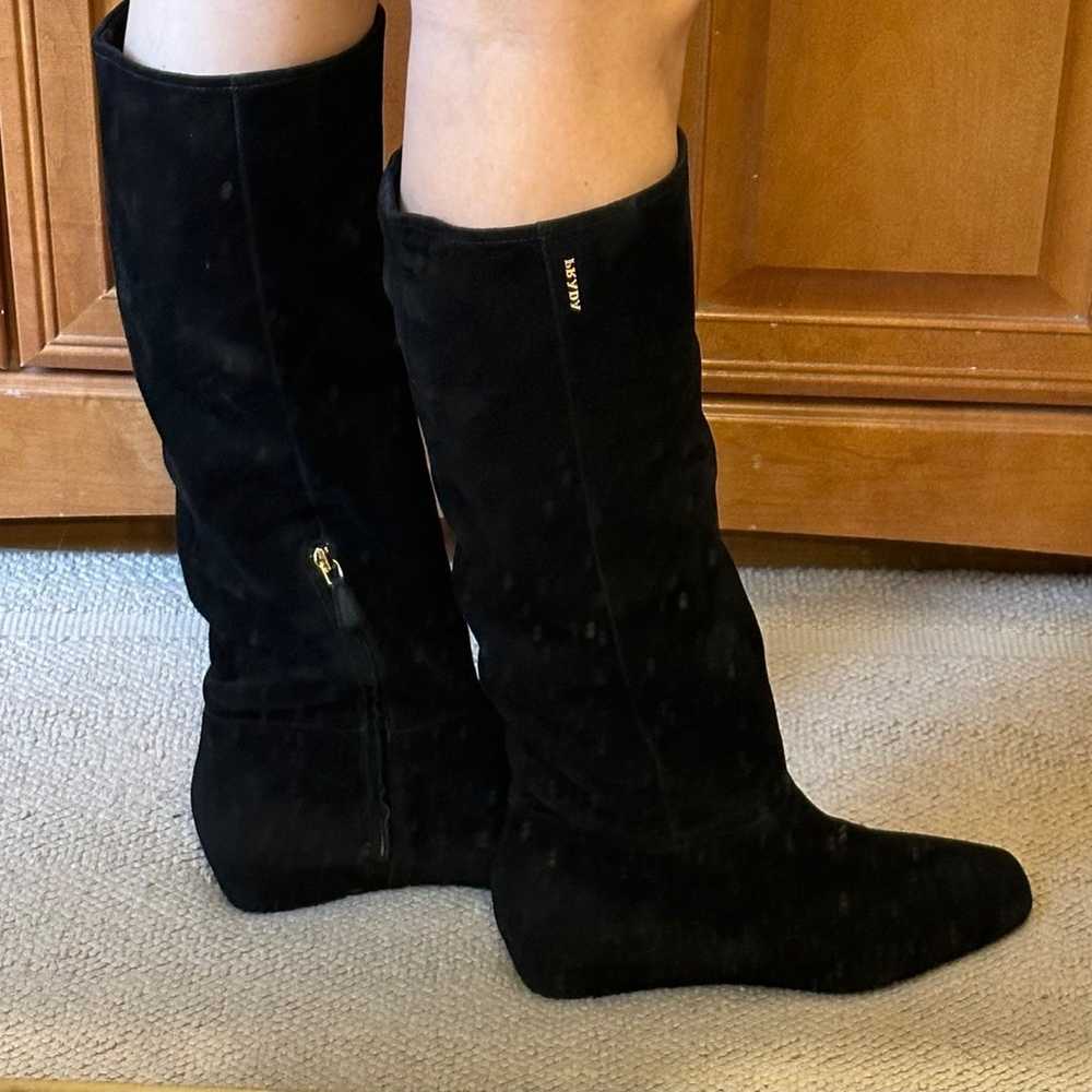 Prada black suede square toe knee high boots - image 9