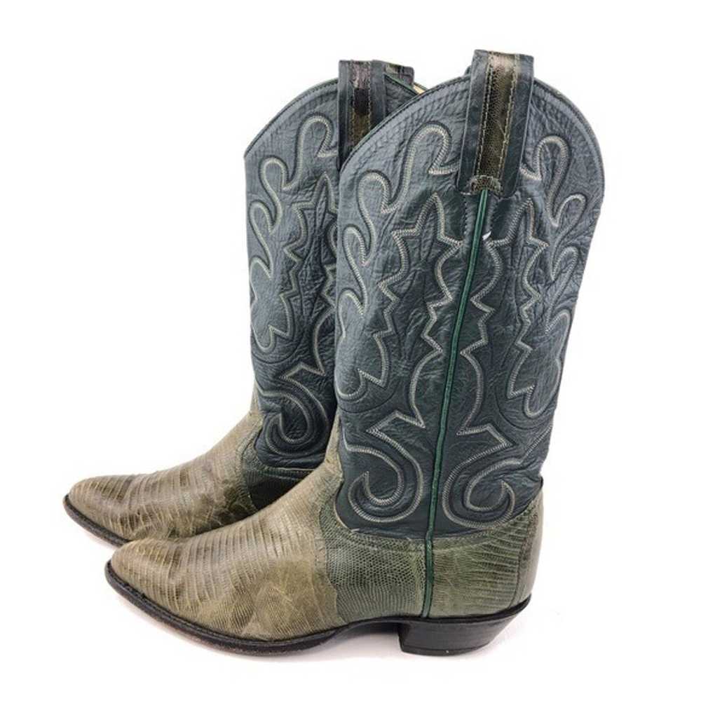 Larry Mahan Green Lizard Western Boots 7.5B - image 2