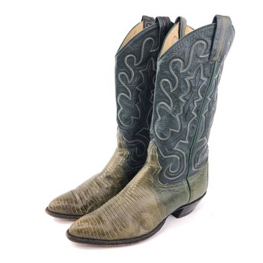 Larry Mahan Green Lizard Western Boots 7.5B - image 3