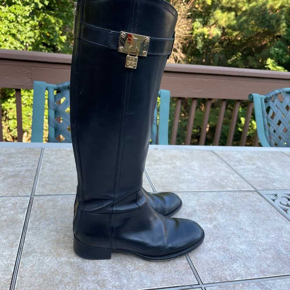 Tory Burch black leather padlock riding tall boots - image 6