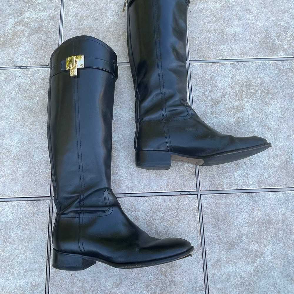 Tory Burch black leather padlock riding tall boots - image 8