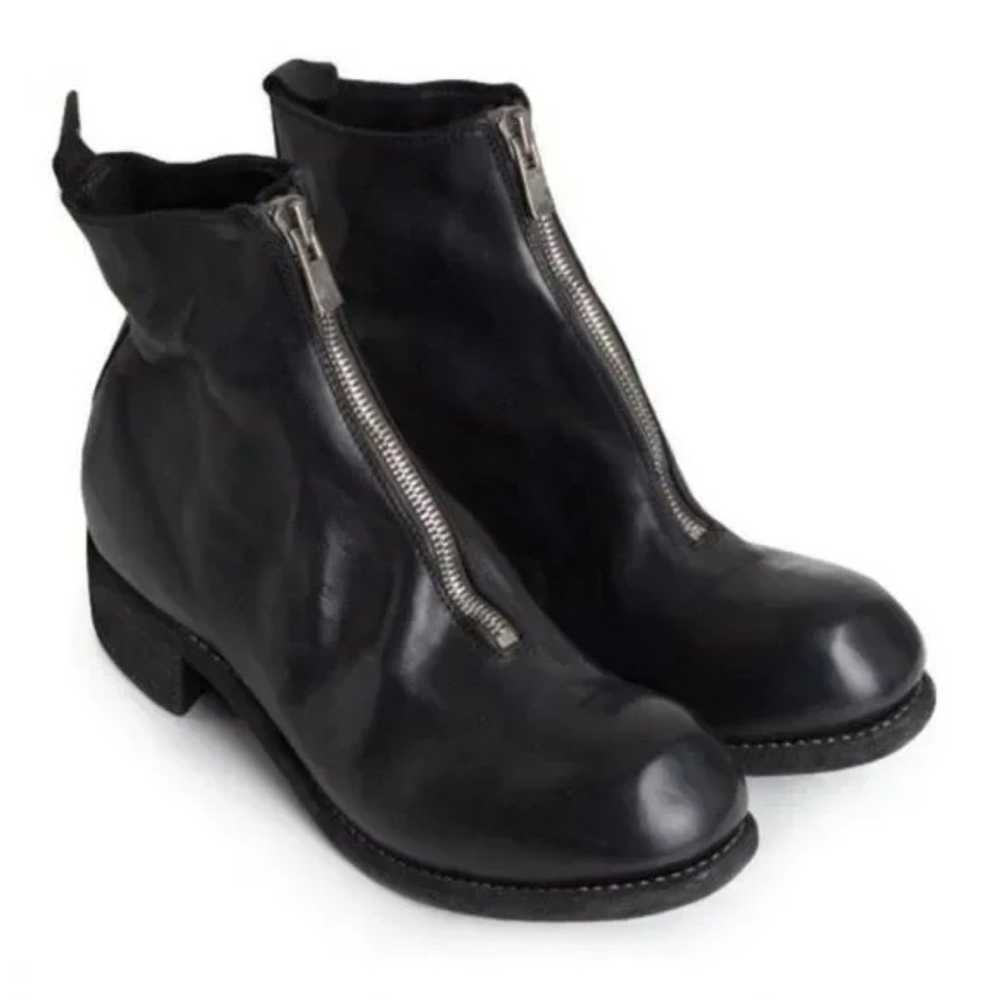 women's all match zipper black leather shoes - image 3