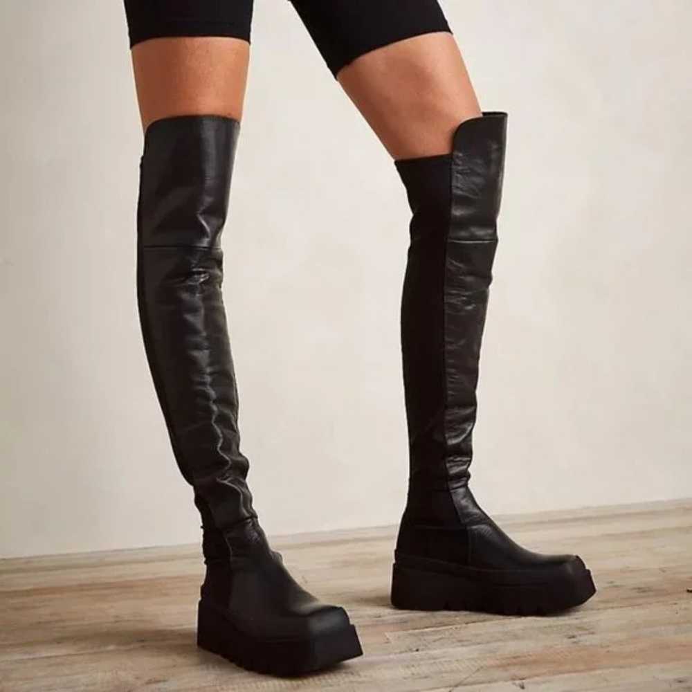 European and American women's black leather boots - image 1
