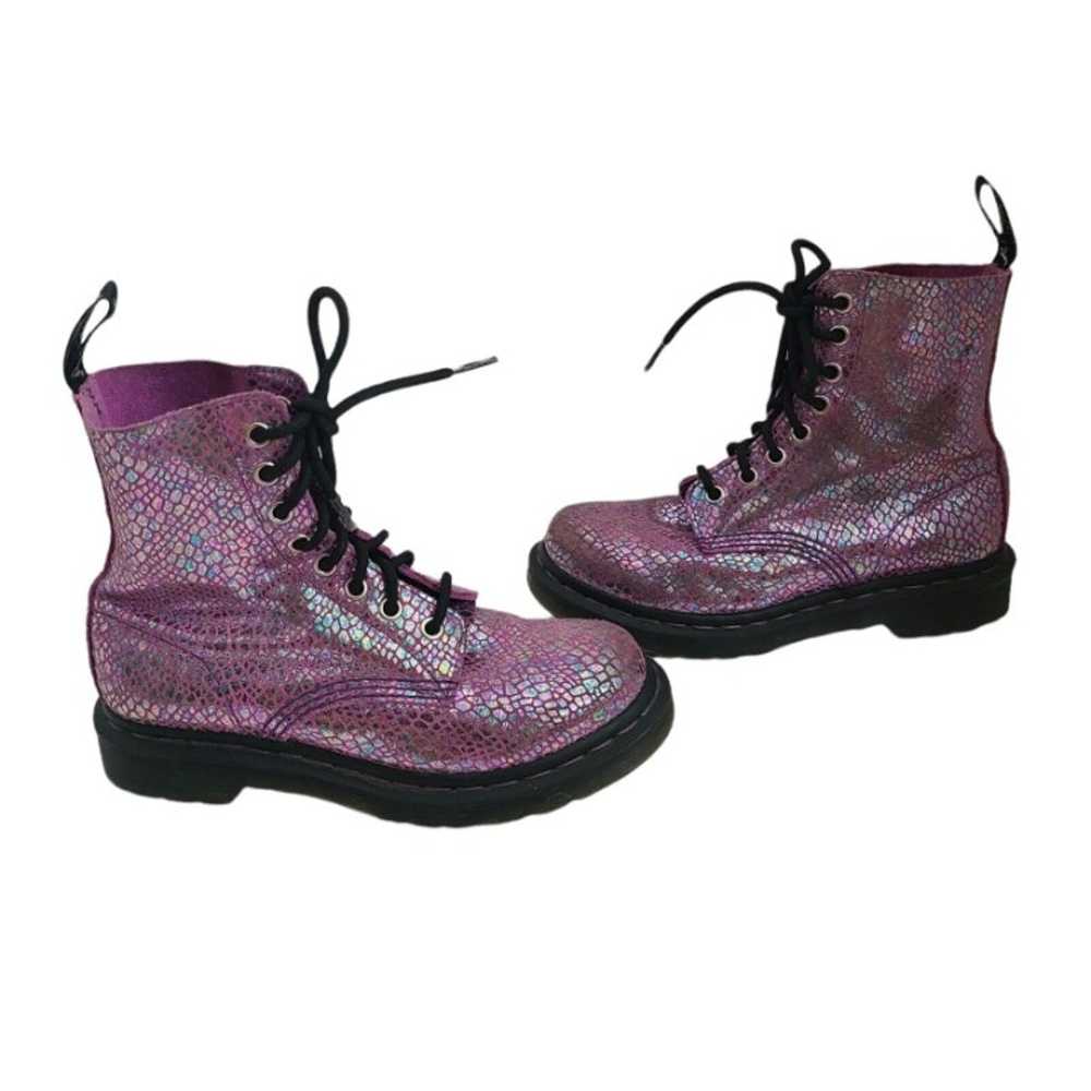 Dr Martens 1460 Pascal Snake Metallic Boots Purpl… - image 2