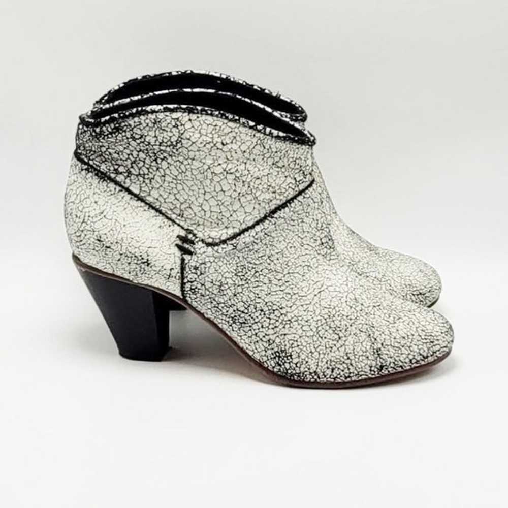 Maje Distressed Crackle Leather Ankle Booties Bla… - image 1