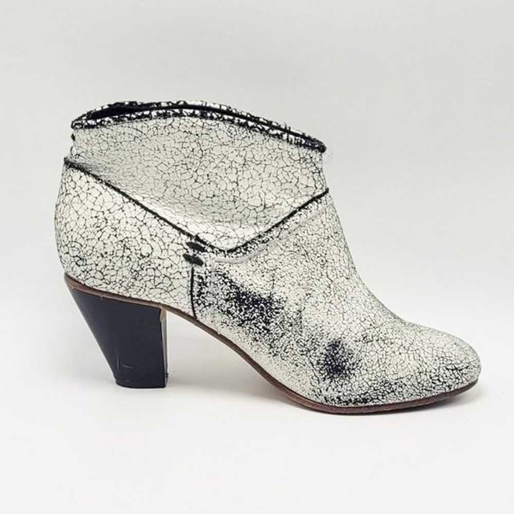 Maje Distressed Crackle Leather Ankle Booties Bla… - image 9