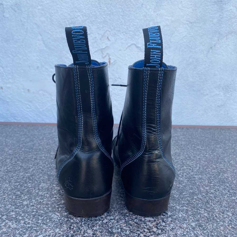 John Fluevog Black Leather Lace up Ankle Boots Si… - image 6