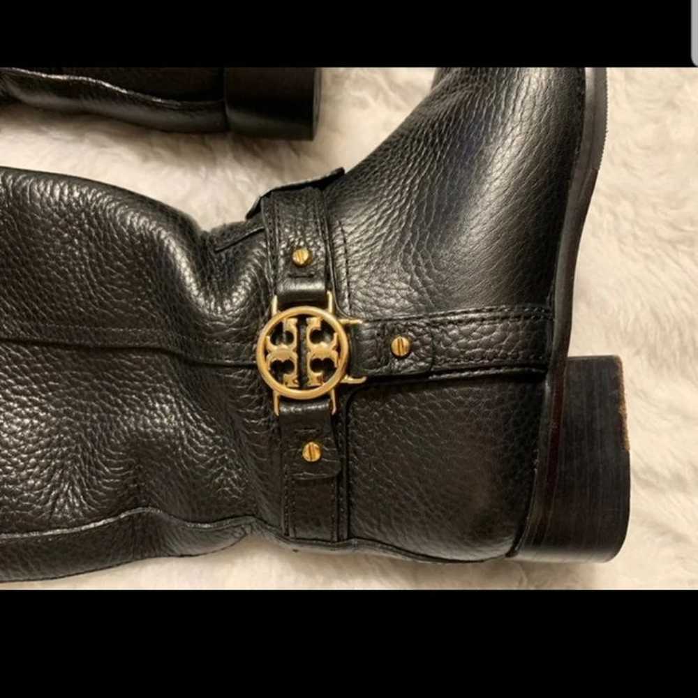 TORY BURCH • Black Pebbled Leather Riding Boots - image 6