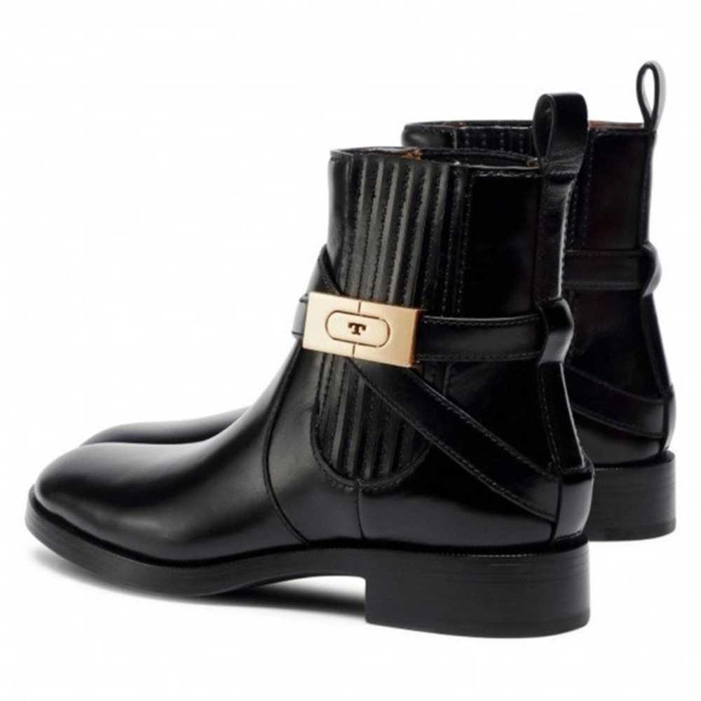 Tory Burch T Hardware Chelsea Leather Flat Boots - image 3