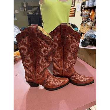 Corral Red Crimson distressed snip toe boots