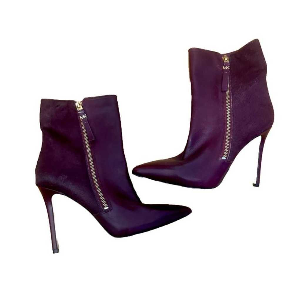 NEW MICHAEL KORS Burgundy heeled booties leather … - image 1