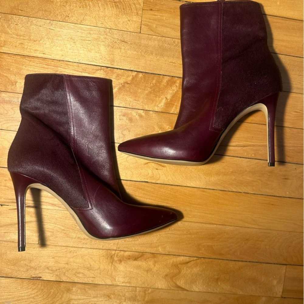 NEW MICHAEL KORS Burgundy heeled booties leather … - image 2