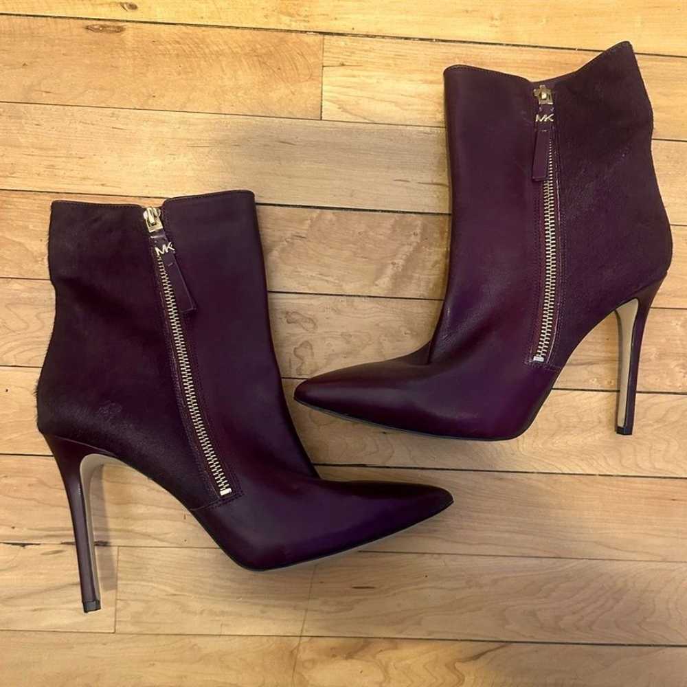 NEW MICHAEL KORS Burgundy heeled booties leather … - image 5