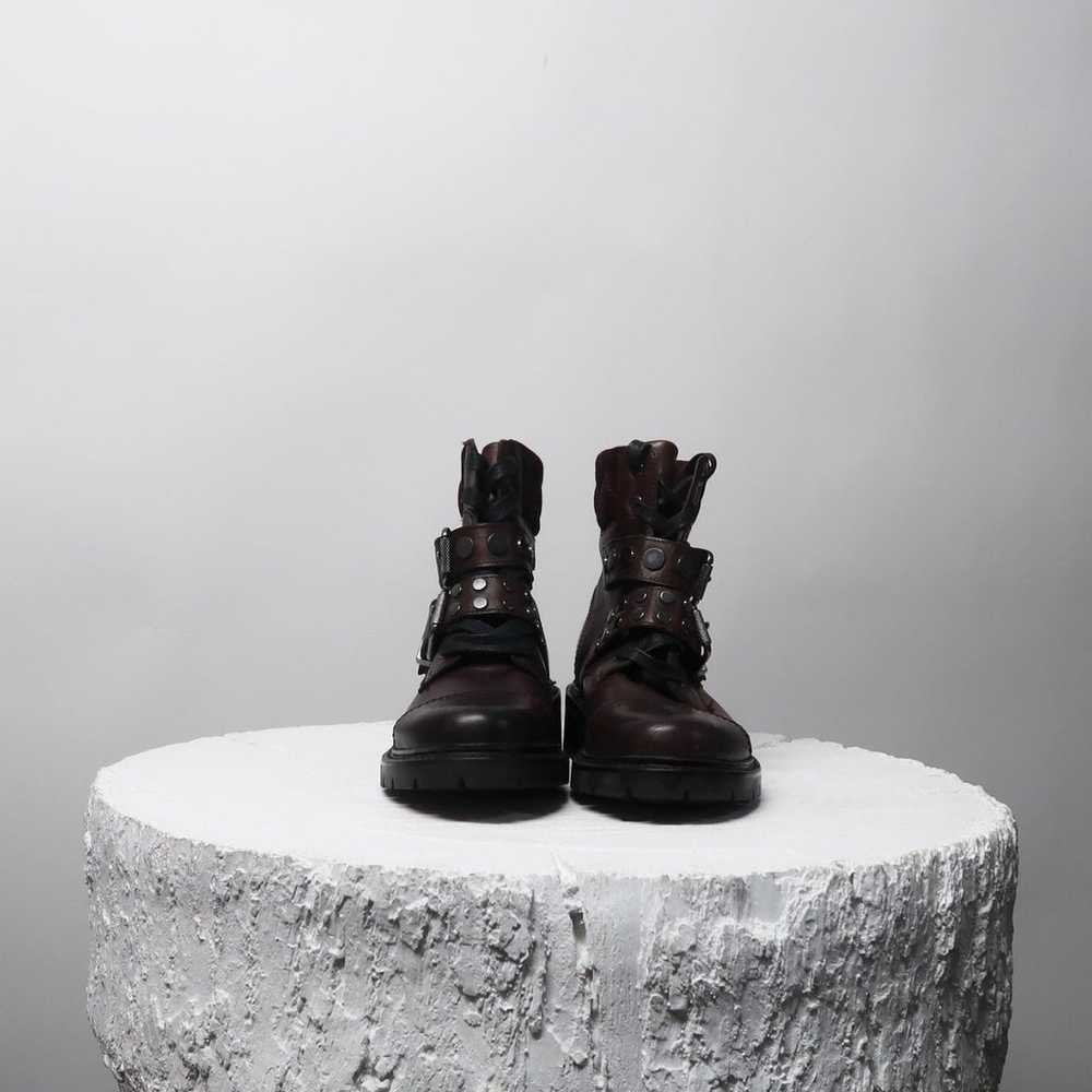 FRYE Marron Harness Combat Boots In Maroon Size 6… - image 1