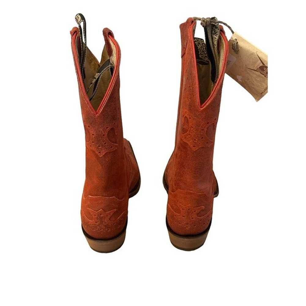 Justin Boots Womens Red Suede Leather Vintage Cow… - image 10