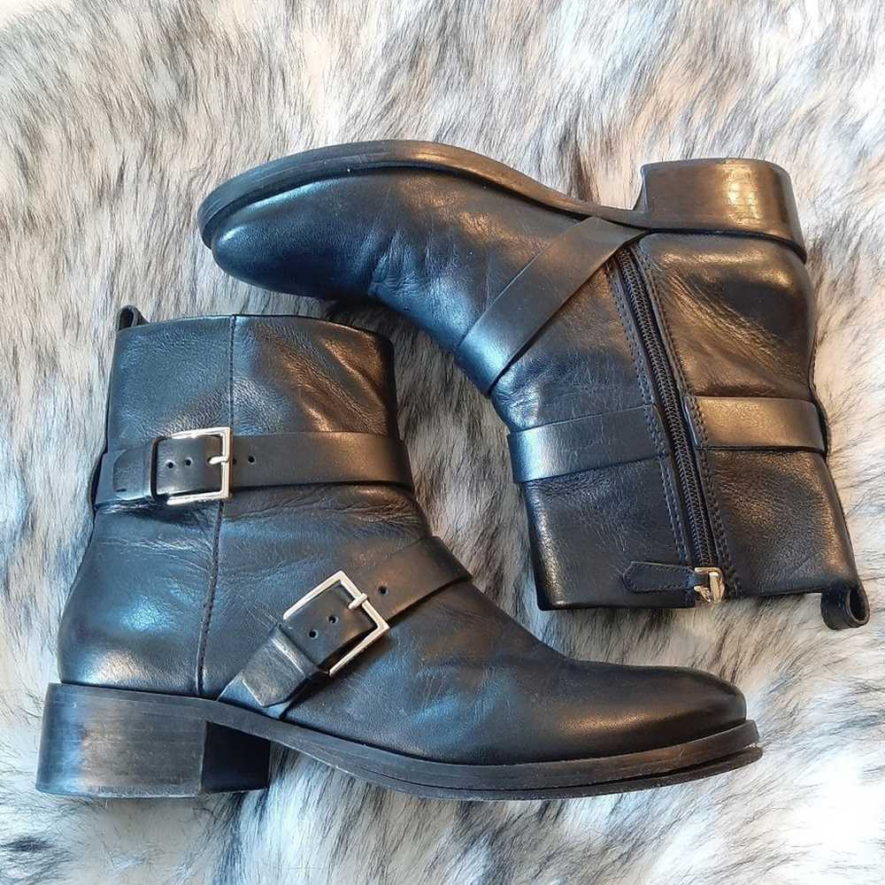 TORY BURCH Riley Black Leather Moto Heeled Boot s… - image 5