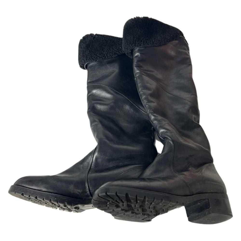 Bogner Tall Boots 9 Black Leather Fur Shearling L… - image 2