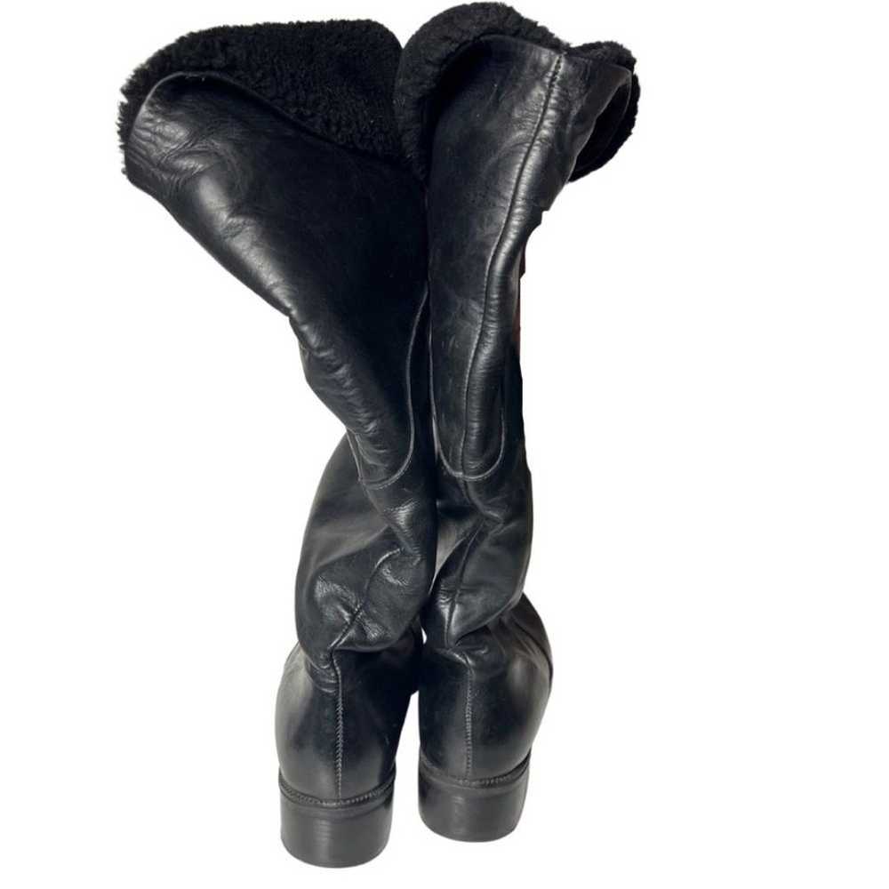 Bogner Tall Boots 9 Black Leather Fur Shearling L… - image 5
