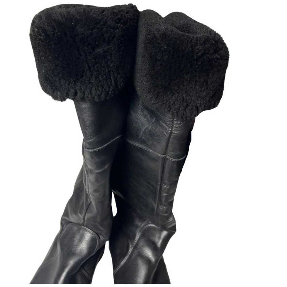 Bogner Tall Boots 9 Black Leather Fur Shearling L… - image 7