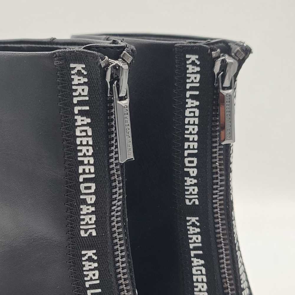 KARL LAGERFELD PARIS Black Leather Back Zip Logo … - image 9