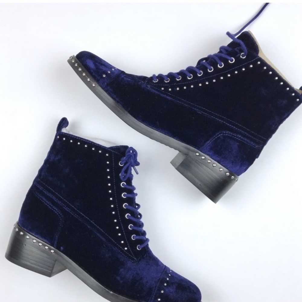 Marc Fisher Cassidey Blue Velvet Studded Boots - image 3