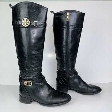 Tory Burch Calista Black Leather Knee High Riding… - image 1