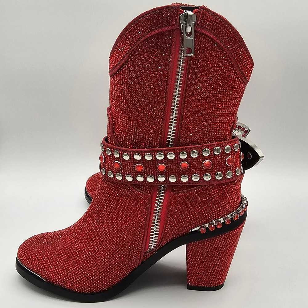 Bling Size 7 Club Exx Red Sheriff Shine Boots NWOB - image 11