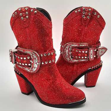 Bling Size 7 Club Exx Red Sheriff Shine Boots NWOB - image 1