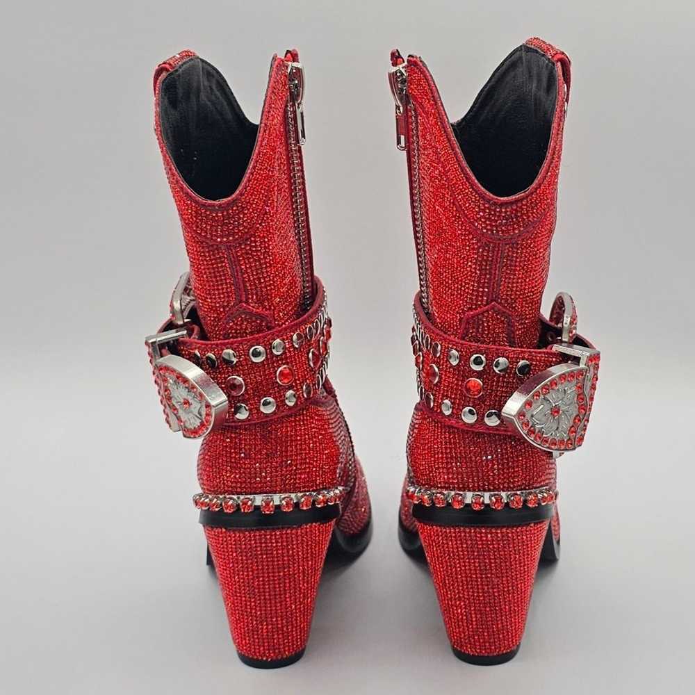 Bling Size 7 Club Exx Red Sheriff Shine Boots NWOB - image 4