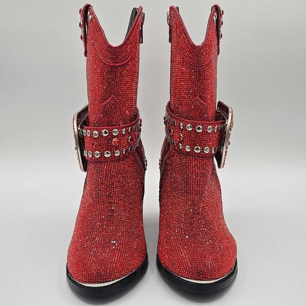 Bling Size 7 Club Exx Red Sheriff Shine Boots NWOB - image 5