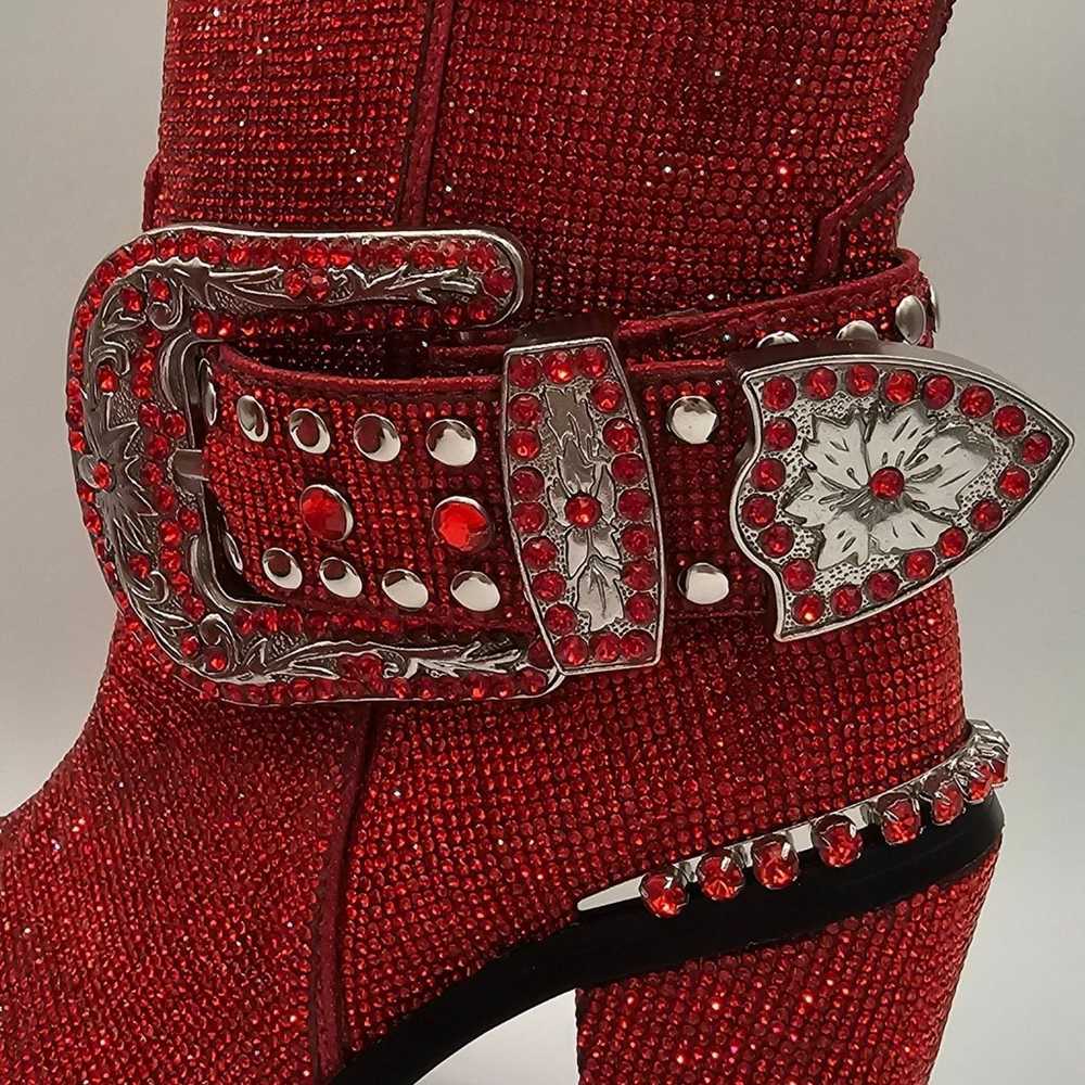 Bling Size 7 Club Exx Red Sheriff Shine Boots NWOB - image 9