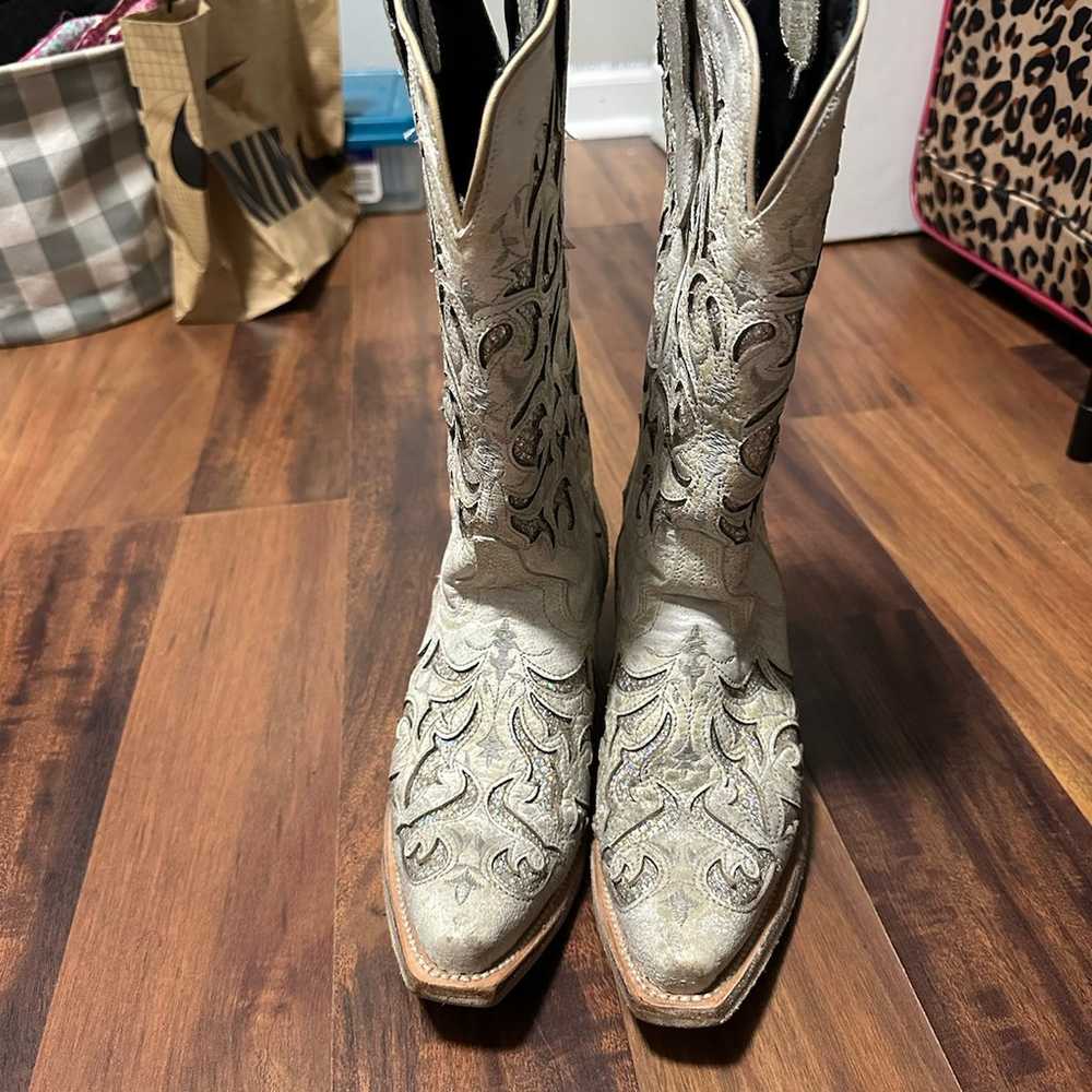 JB Dillon white glitter boots size 5 1/2 - image 2