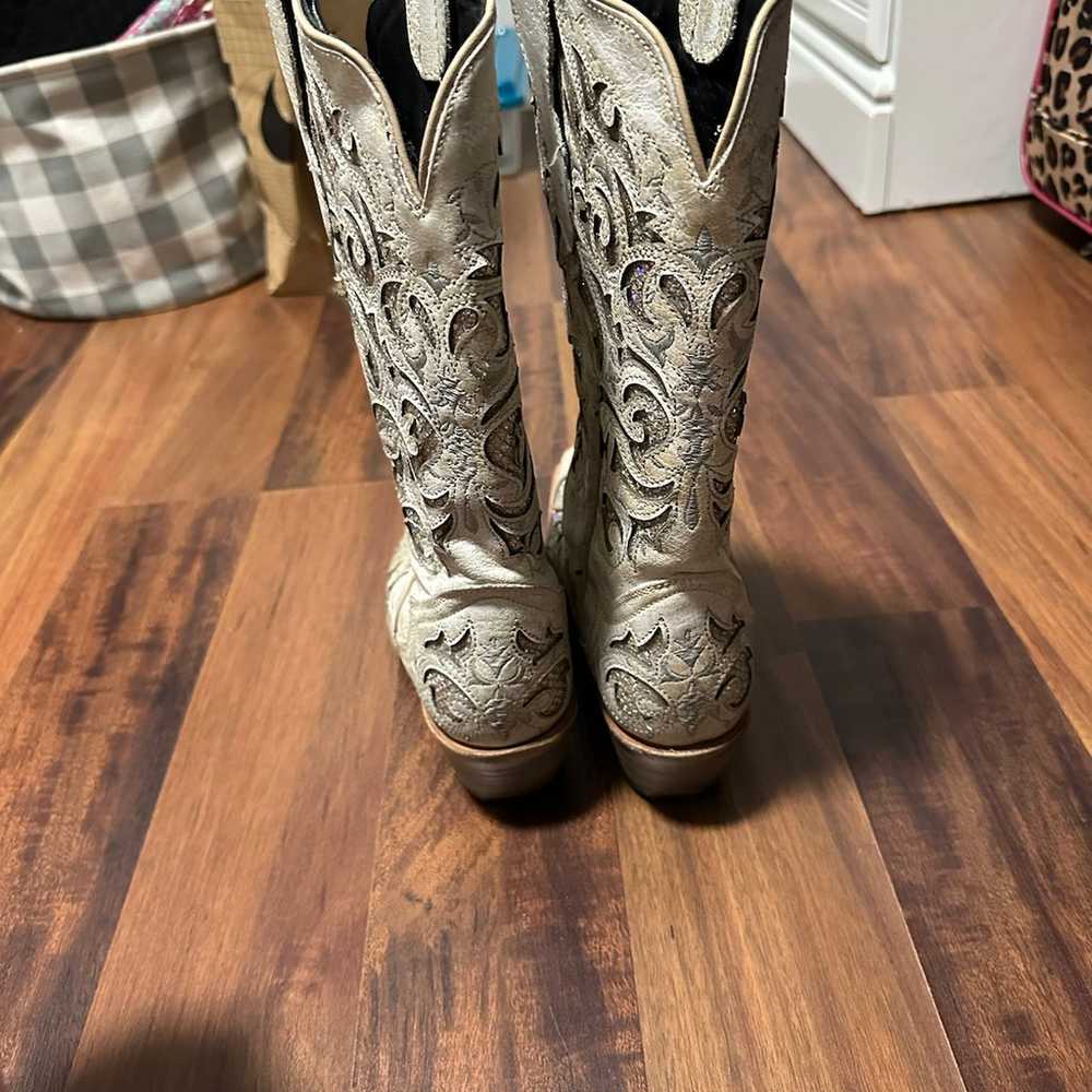 JB Dillon white glitter boots size 5 1/2 - image 4