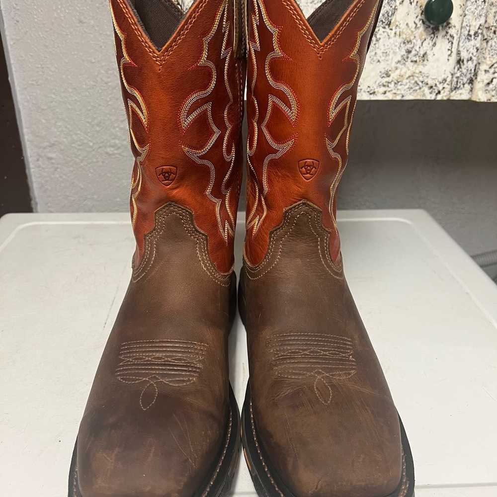 Ariat workhog boots 11.5 D dark brown and orange … - image 1