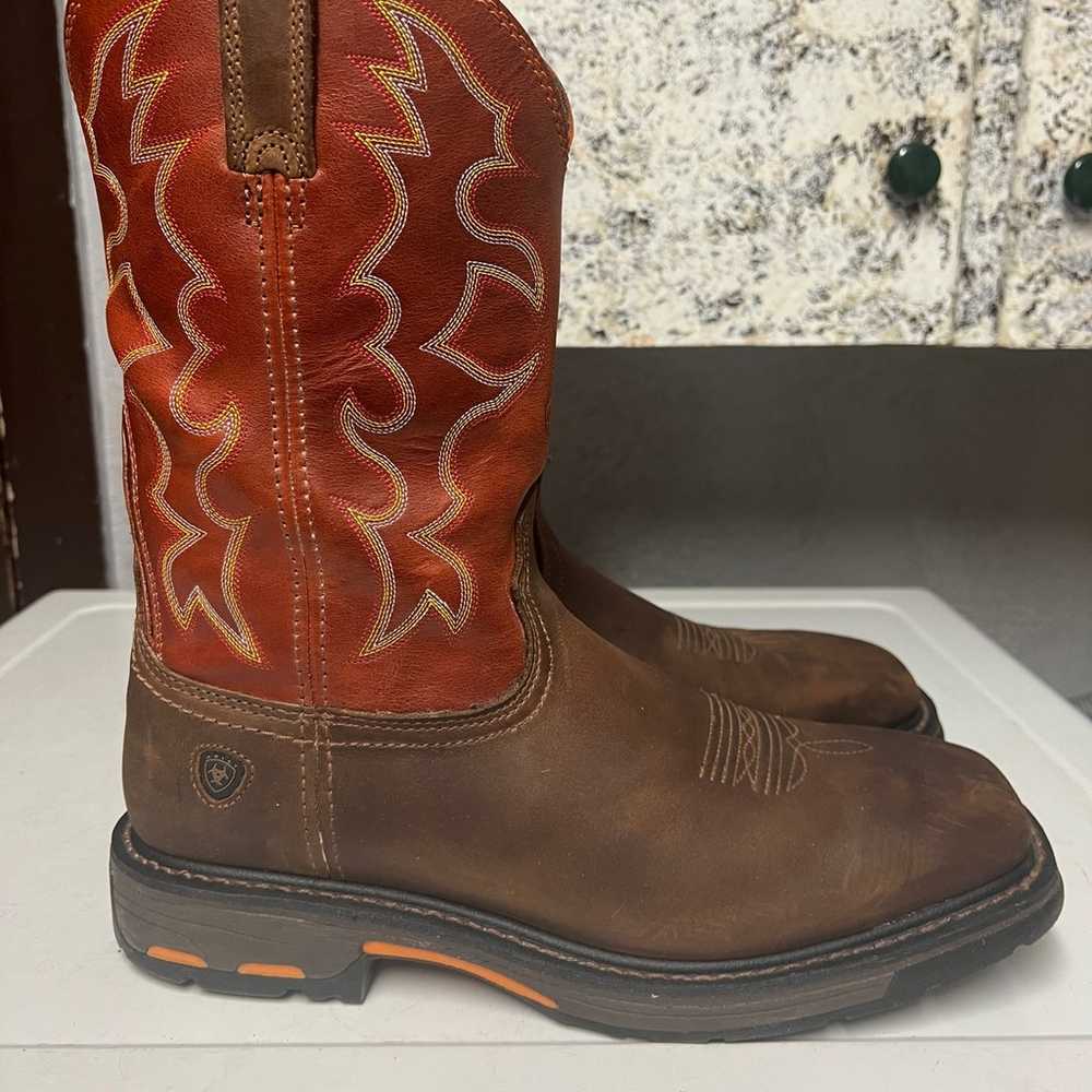 Ariat workhog boots 11.5 D dark brown and orange … - image 3
