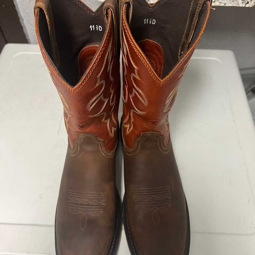 Ariat workhog boots 11.5 D dark brown and orange … - image 5