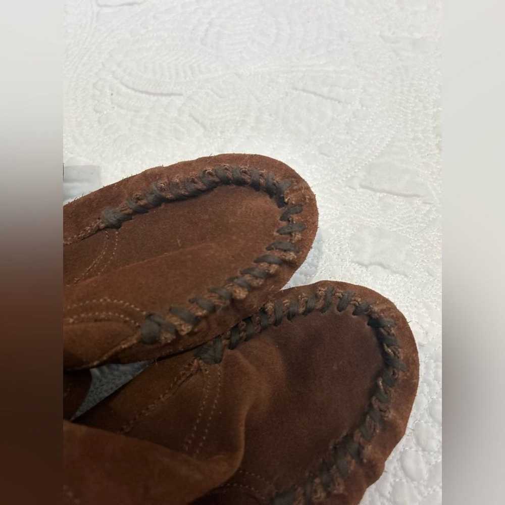 MIU MIU Italian Suede Leather Moccasin Boots Over… - image 6