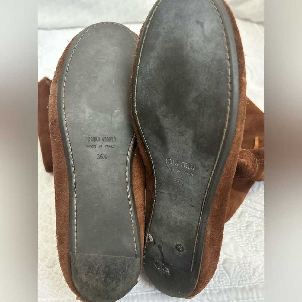 MIU MIU Italian Suede Leather Moccasin Boots Over… - image 7