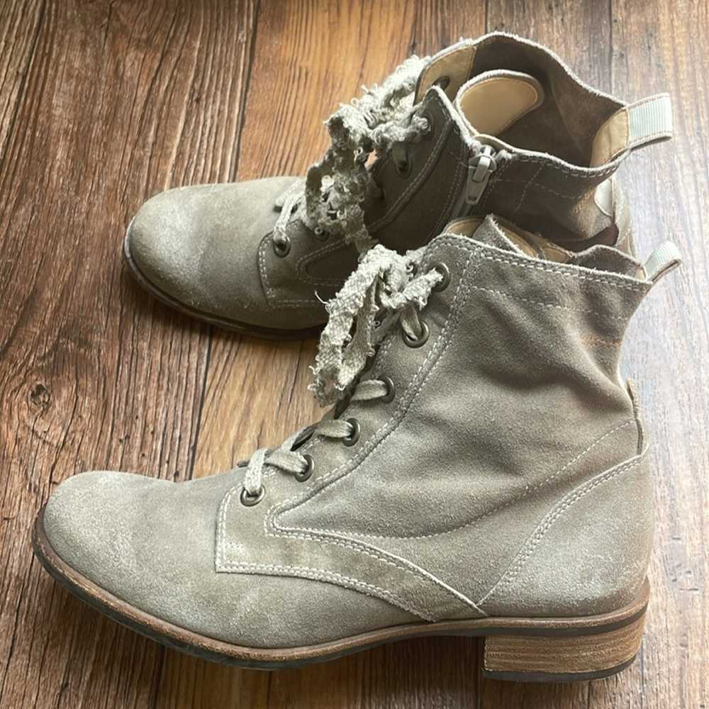 Paul Green Lace Up Soft Suede Leather Biege Ankle… - image 3