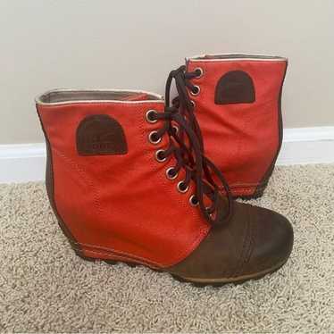 Sorel PDX wedge lace up Lexie wedge red brown 9 E… - image 1