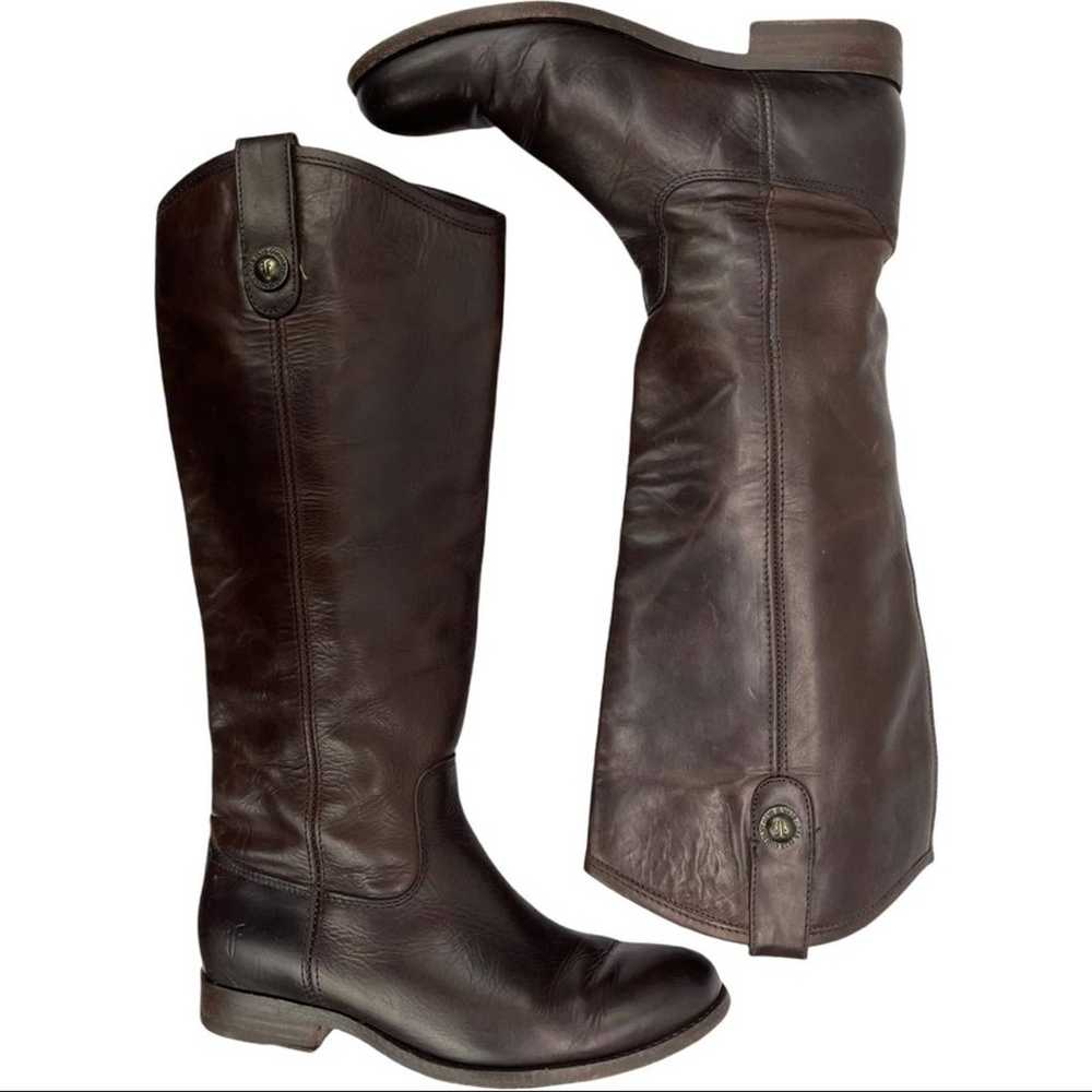 Frye Dark Brown Leather Melissa Western Tall Ridi… - image 5