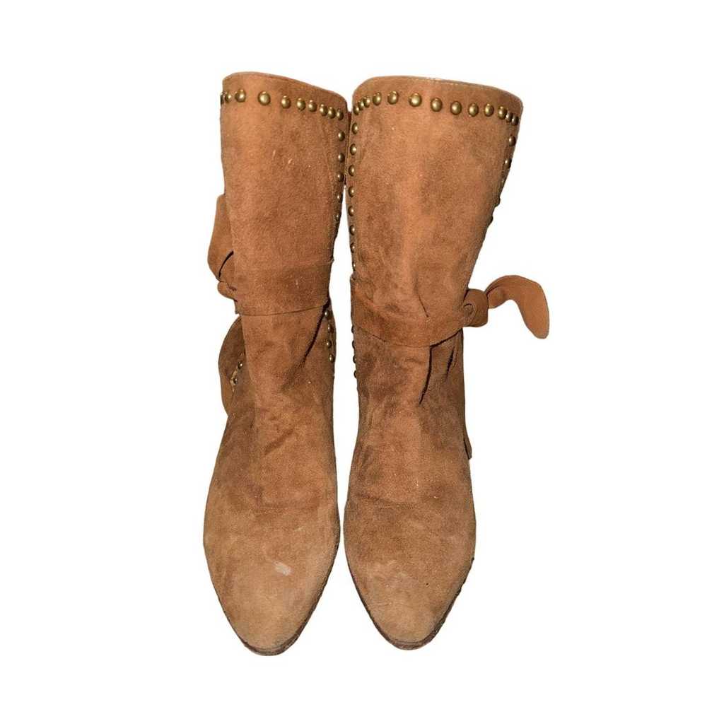 Ulla Johnson Aggie Brown Suede Studded Wrap Booti… - image 2