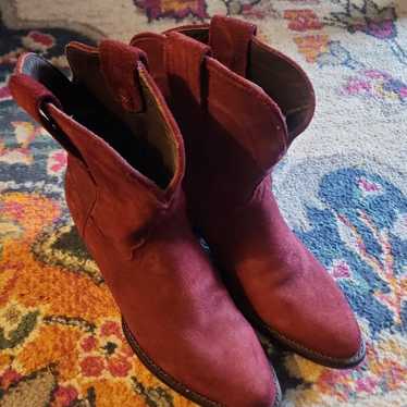 Tecovas The Lucy Womens Red Suede Western Booties… - image 1