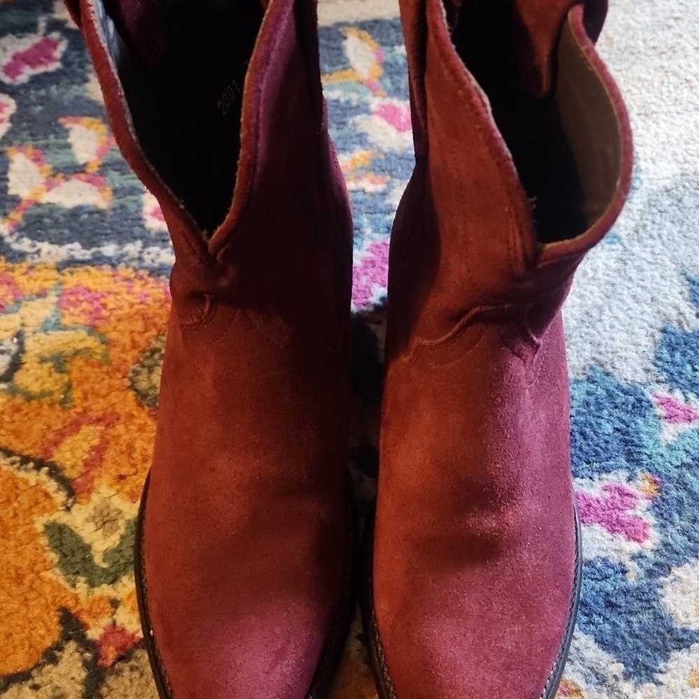 Tecovas The Lucy Womens Red Suede Western Booties… - image 2