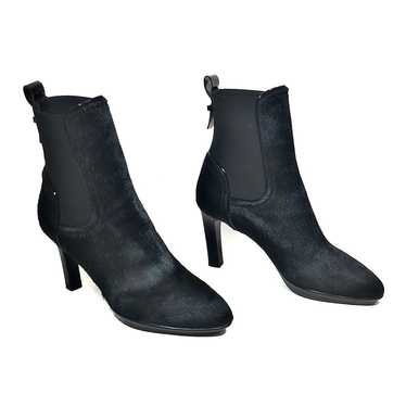 Aquatalia Black Calf Hair & Pantent Ankle Boots