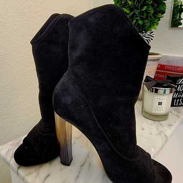 JIMMY CHOO Black Suede Peep-Toe Boots 5, 35 - image 1