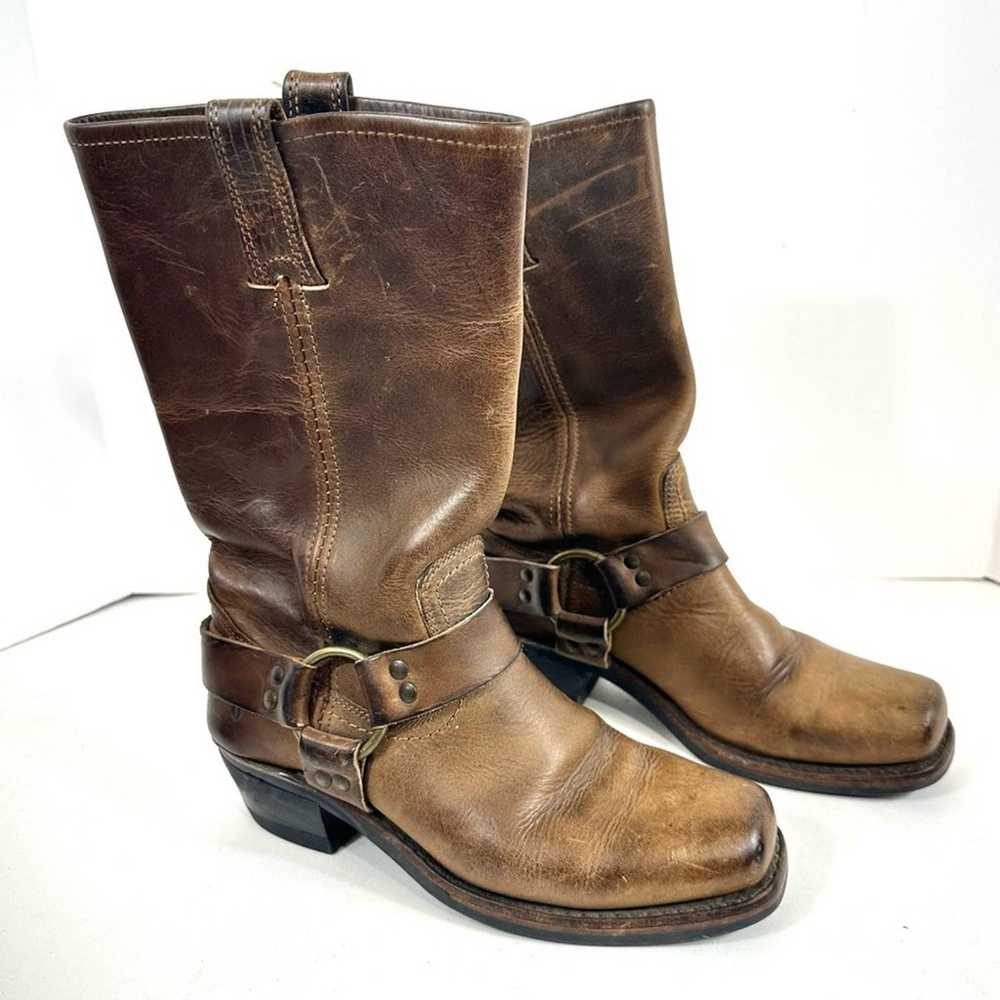 Frye Brown Leather Harness Boots Size 7 - image 1