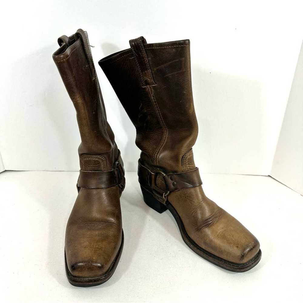 Frye Brown Leather Harness Boots Size 7 - image 2